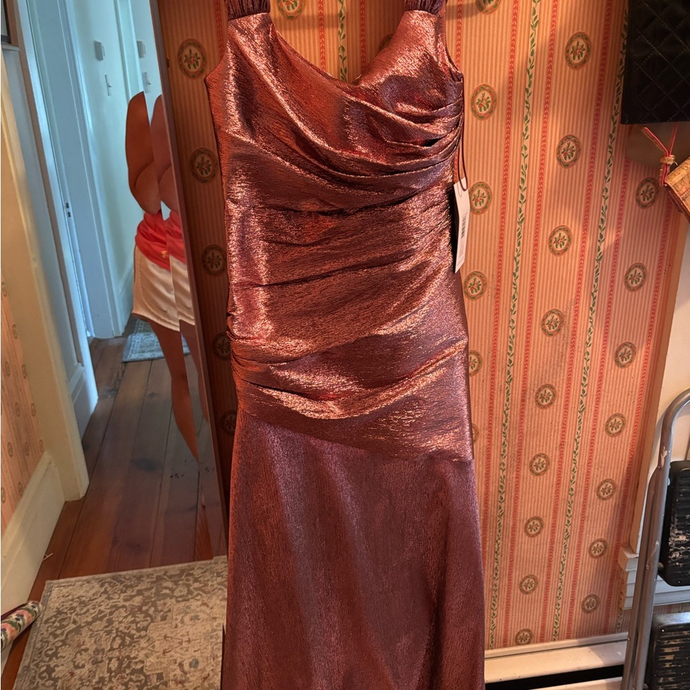 Theia Shimmering pink Long Sleeve Dress